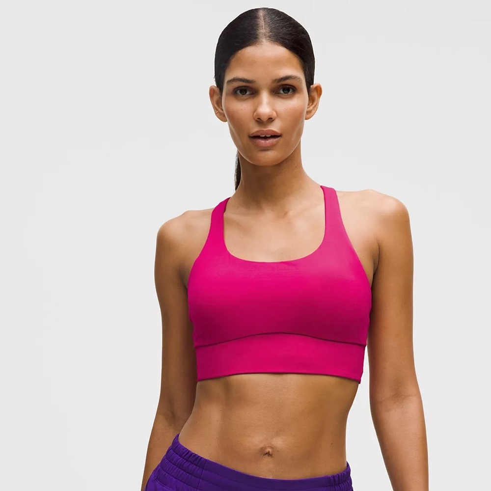 Lululemon energy longline bra evolve size small calypso pink